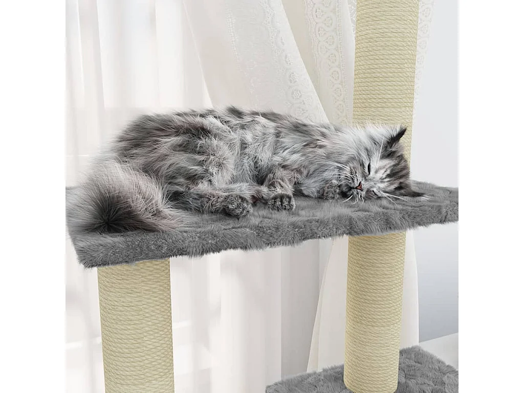 Arbre à chat avec griffoirs en sisal Gris clair 155 cm OFR76207 BonneVie Meuble