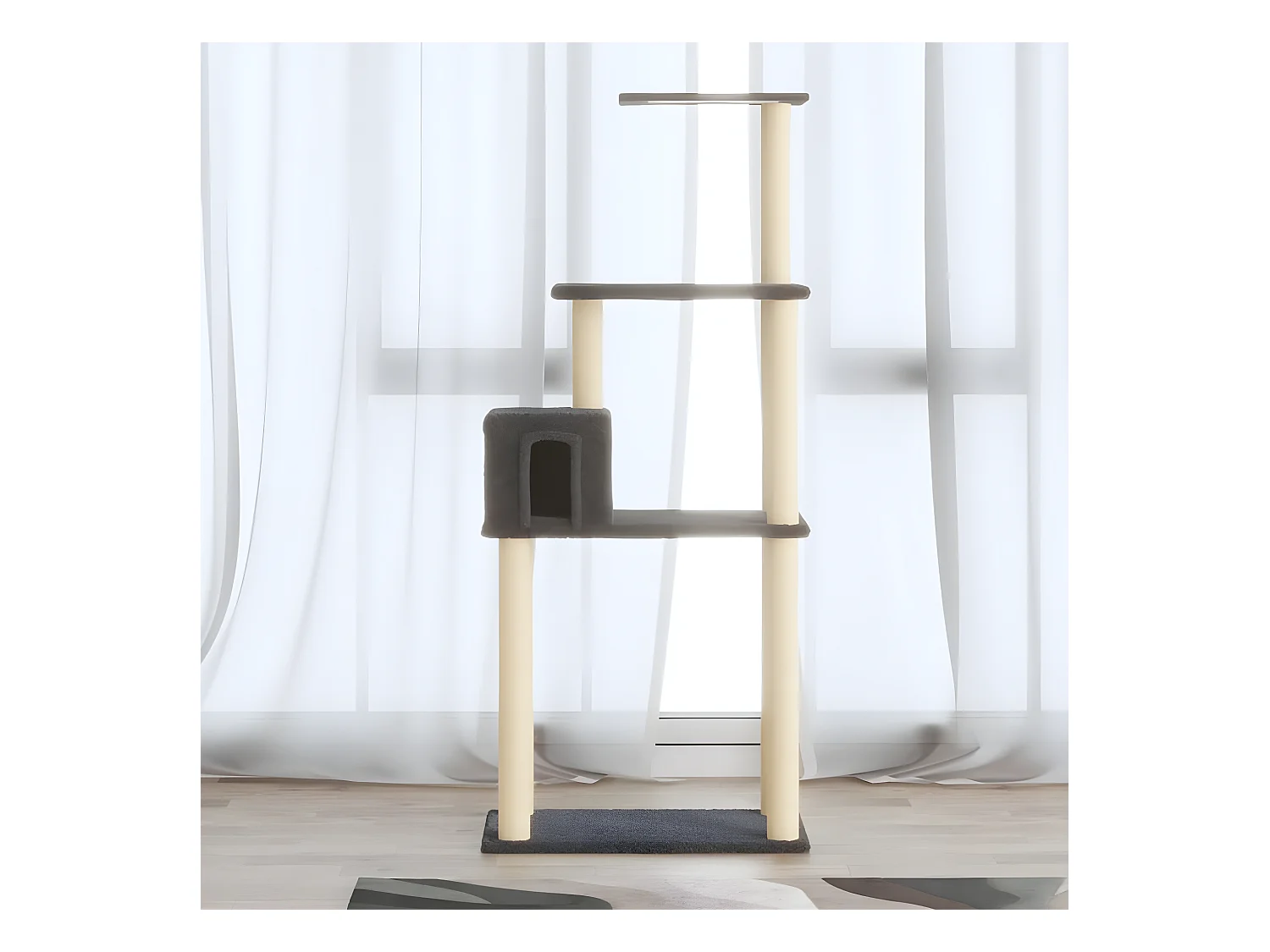 Arbre à chat avec griffoirs en sisal Gris foncé 147 cm OFR94895 BonneVie Meuble