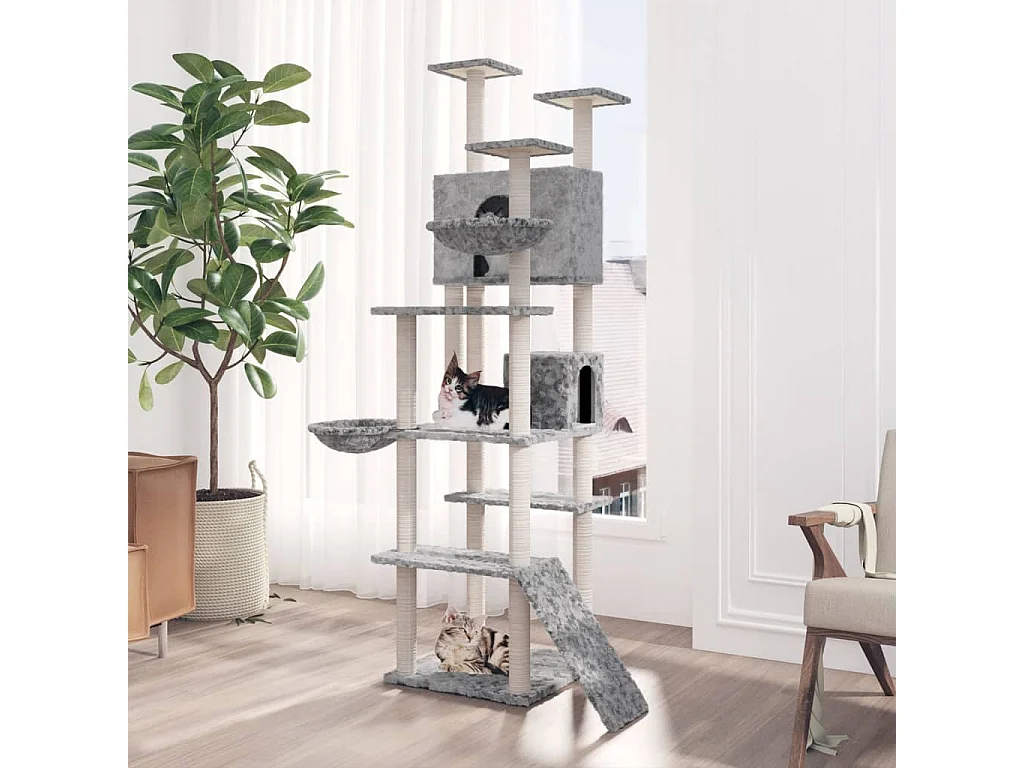 Arbre à chat avec griffoirs en sisal Gris clair 191 cm OFR83085 BonneVie Meuble