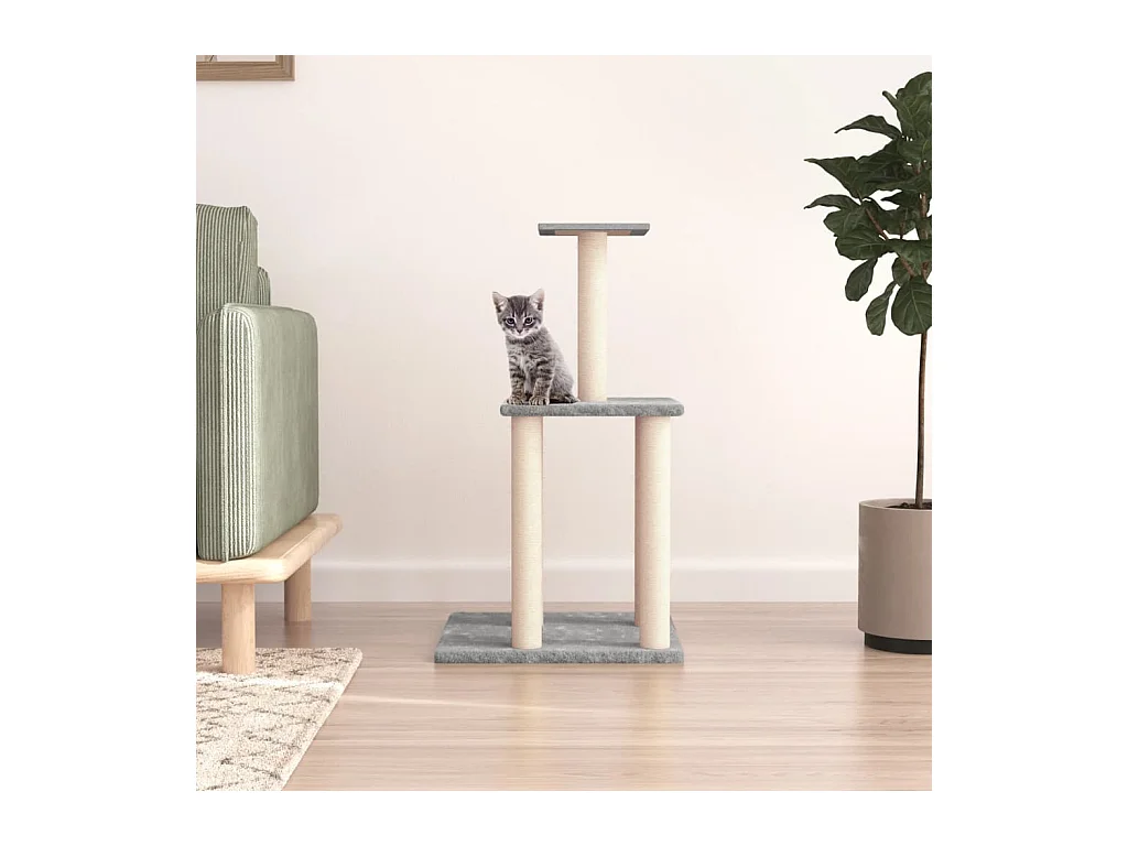 Arbre à chat avec griffoirs en sisal gris clair 85,5 cm OFR46588 BonneVie Meuble
