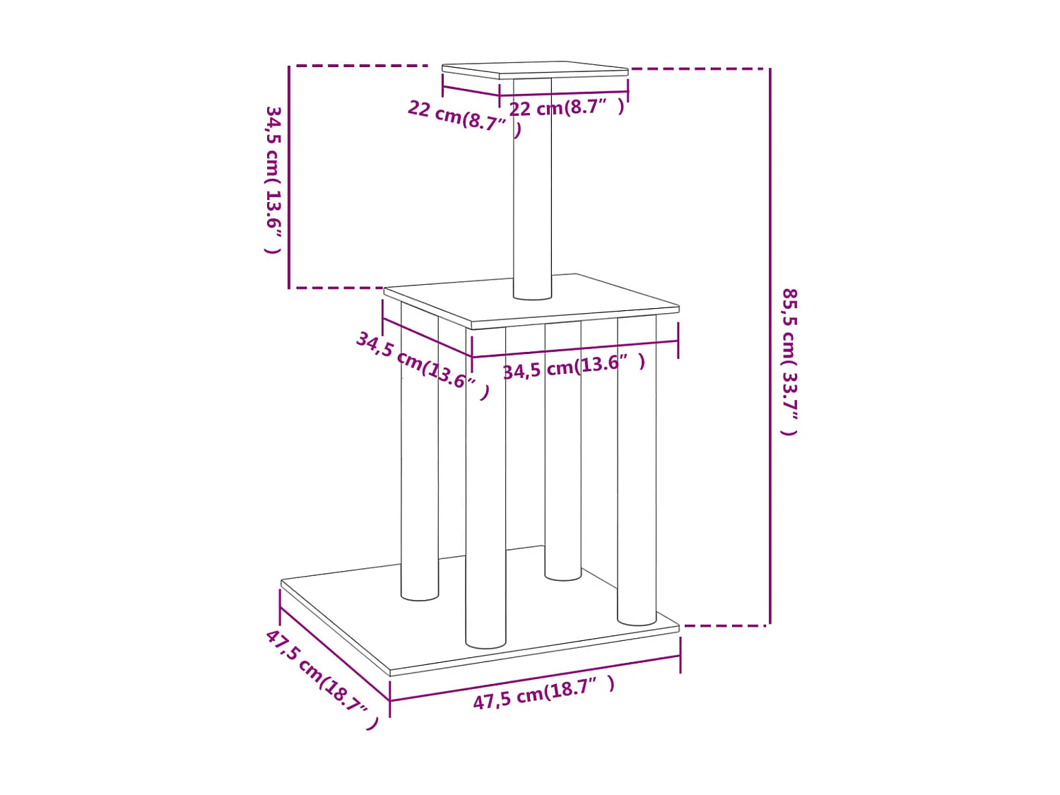 Arbre à chat avec griffoirs en sisal gris clair 85,5 cm OFR46588 BonneVie Meuble
