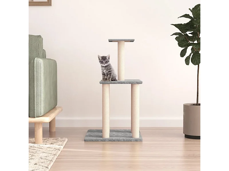 Arbre à chat avec griffoirs en sisal gris clair 85,5 cm OFR46588 BonneVie Meuble