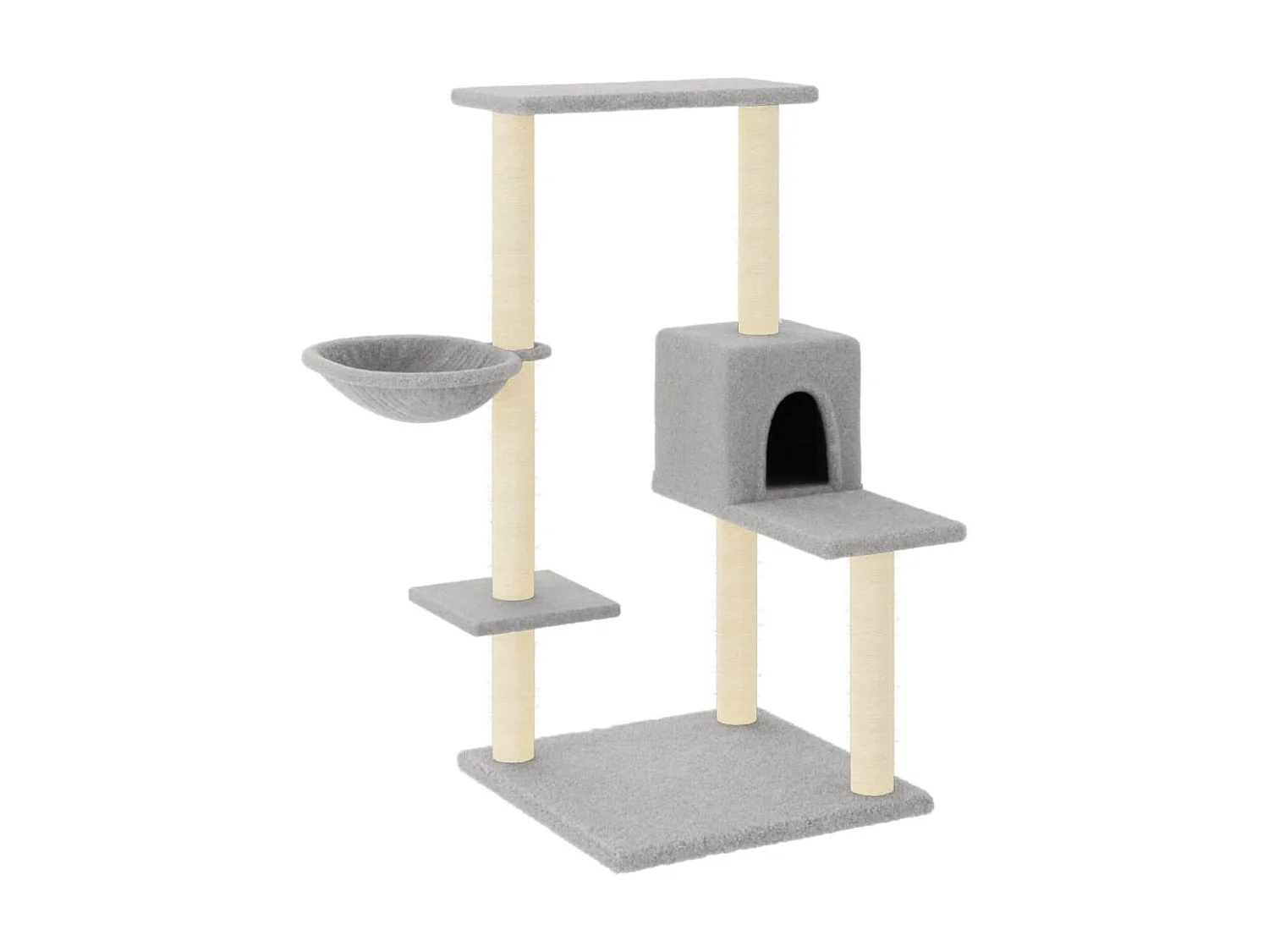 Rascador para gatos con postes de sisal gris claro 95 cm ES327467