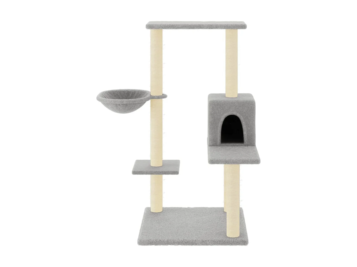 Rascador para gatos con postes de sisal gris claro 95 cm ES327467