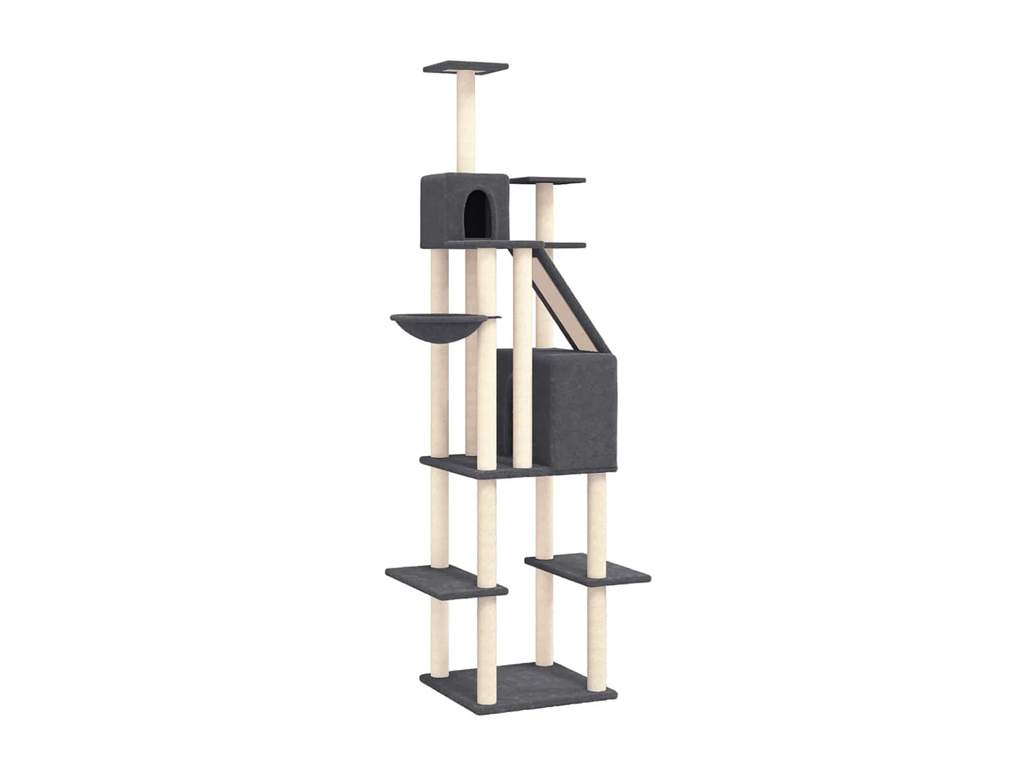 Arbre à chat avec griffoirs en sisal Gris foncé 201 cm OFR31911 BonneVie Meuble