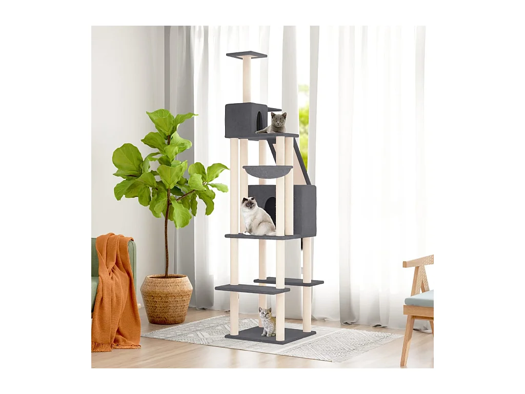 Arbre à chat avec griffoirs en sisal Gris foncé 201 cm OFR31911 BonneVie Meuble