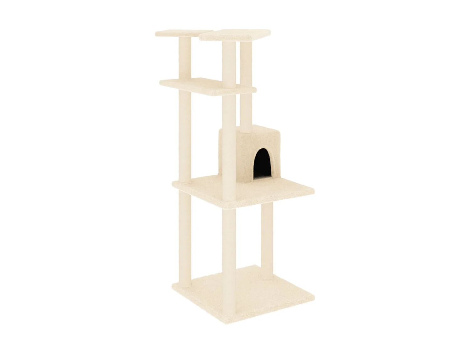 Arbre à chat avec griffoirs en sisal crème 123 cm OFR11554 BonneVie Meuble