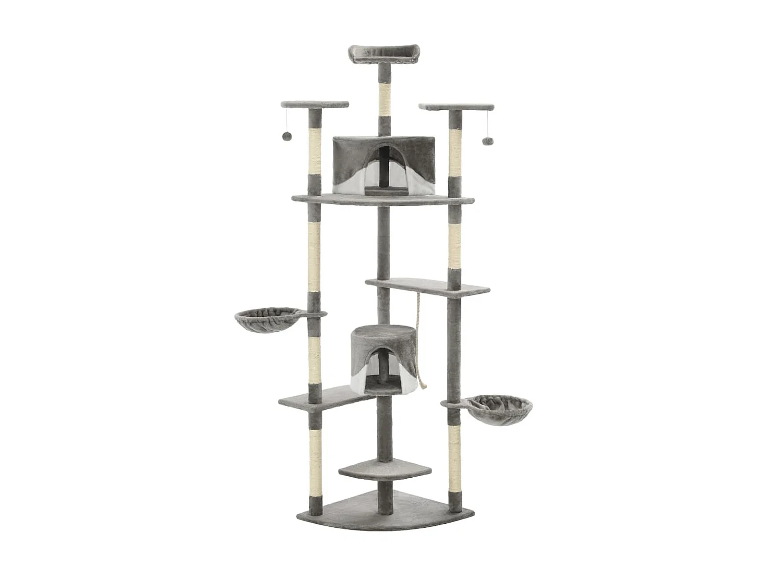 Rascador para gatos con poste de sisal 203 cm gris y blanco ES387811