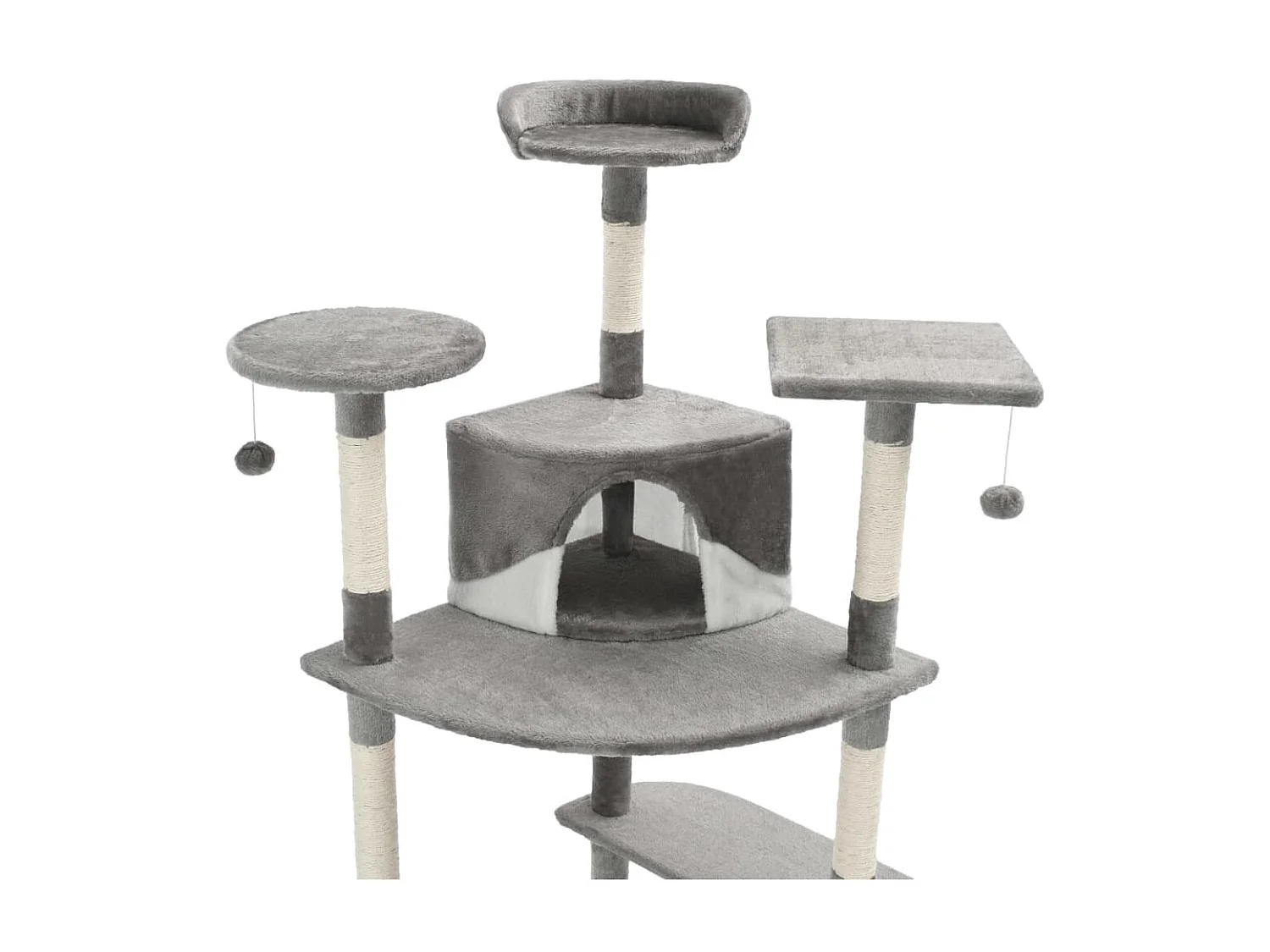 Rascador para gatos con poste de sisal 203 cm gris y blanco ES387811