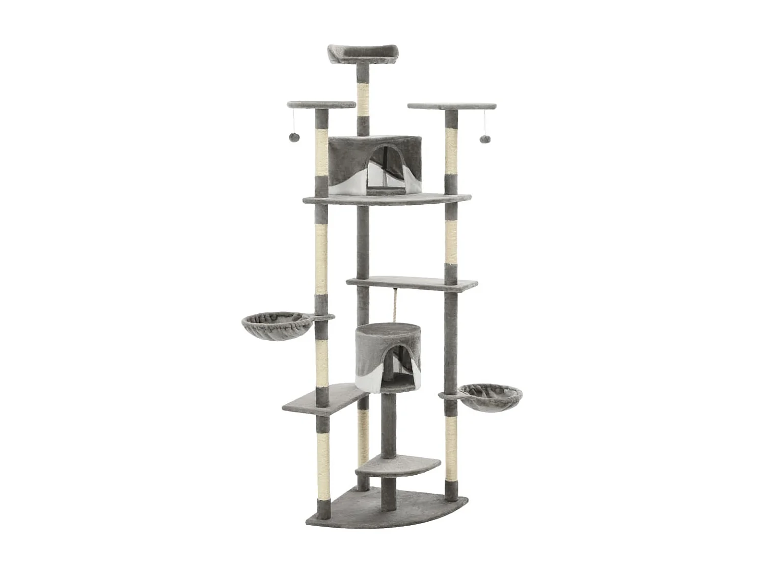 Arbre à chat avec griffoirs en sisal 203 cm Gris et Blanc OFR67361 BonneVie Meuble