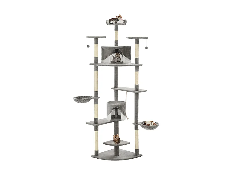 Rascador para gatos con poste de sisal 203 cm gris y blanco ES387811