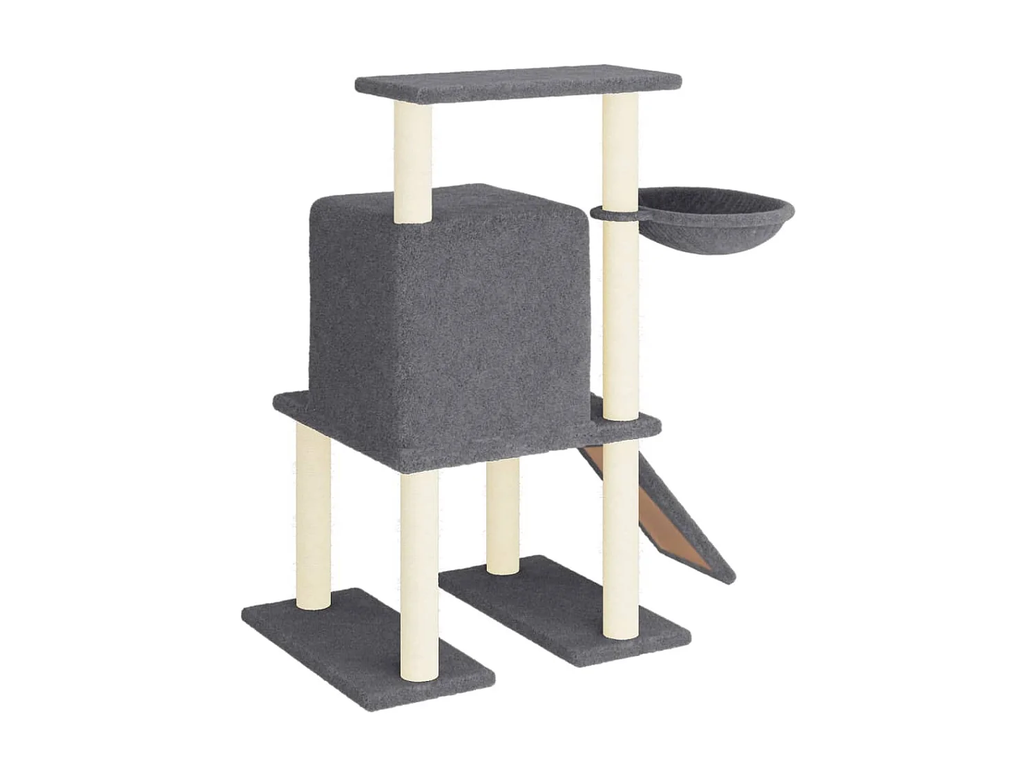 Rascador para gatos con postes de sisal gris oscuro 96,5 cm ES551275