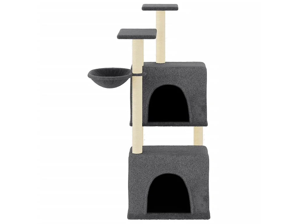 Rascador para gatos con postes de sisal gris oscuro 122 cm ES468404