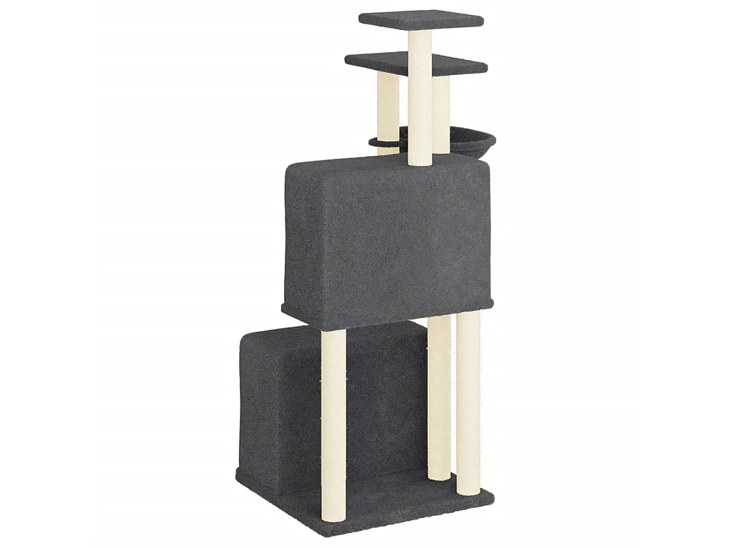 Rascador para gatos con postes de sisal gris oscuro 122 cm ES468404