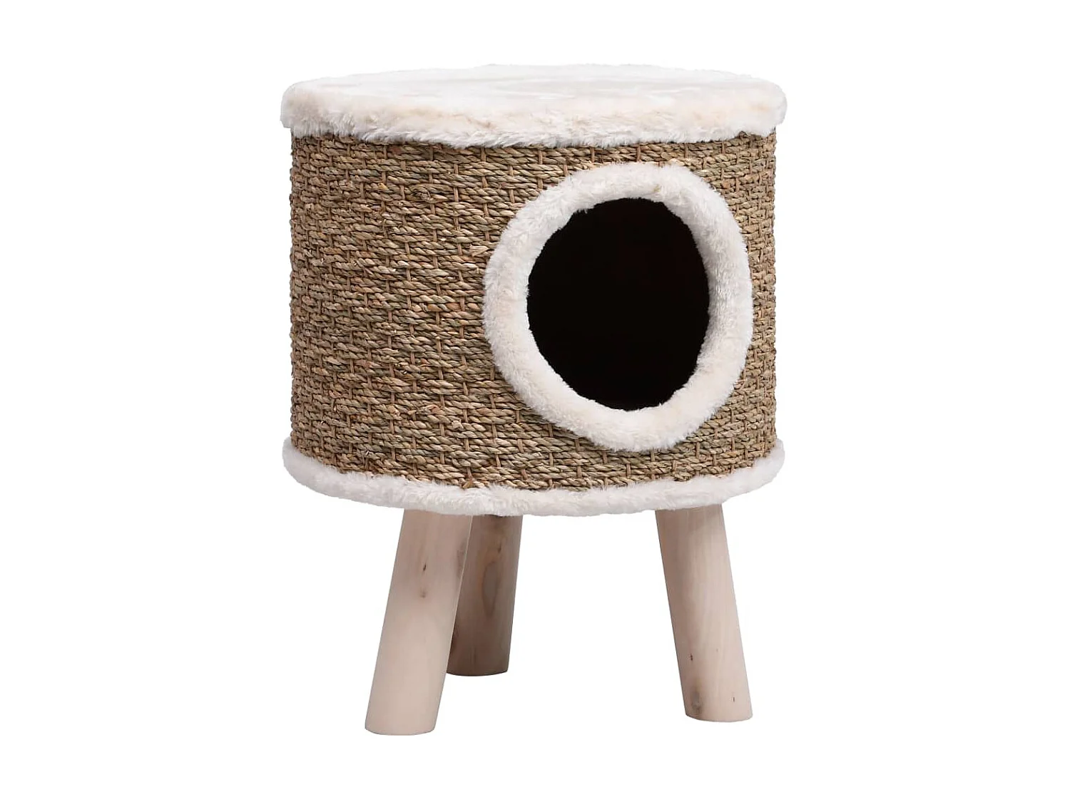 Arbre à chat avec pieds en bois 41 cm Herbiers marins OFR50669 BonneVie Meuble