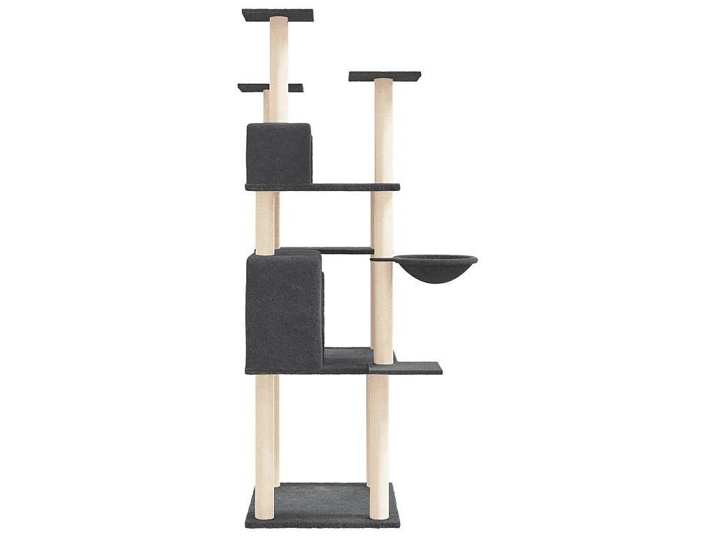 Rascador para gatos con postes de sisal gris oscuro 166 cm ES957692