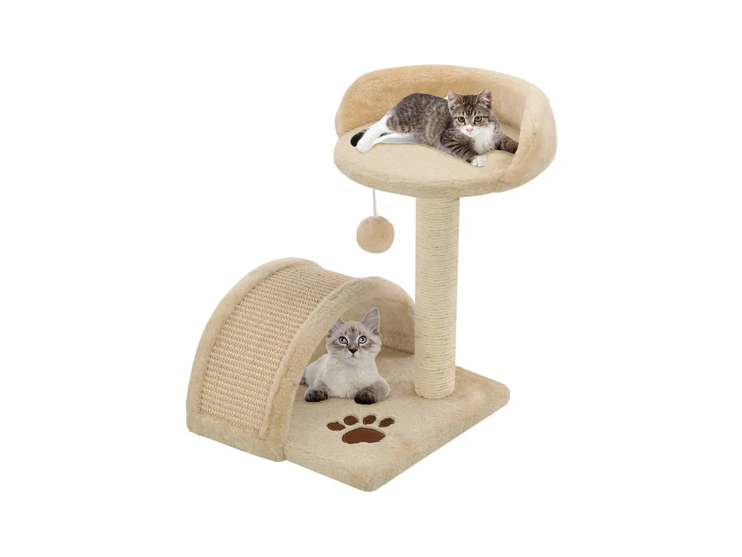Arbre à chat avec griffoir en sisal 40 cm Beige et Marron OFR92584 BonneVie Meuble