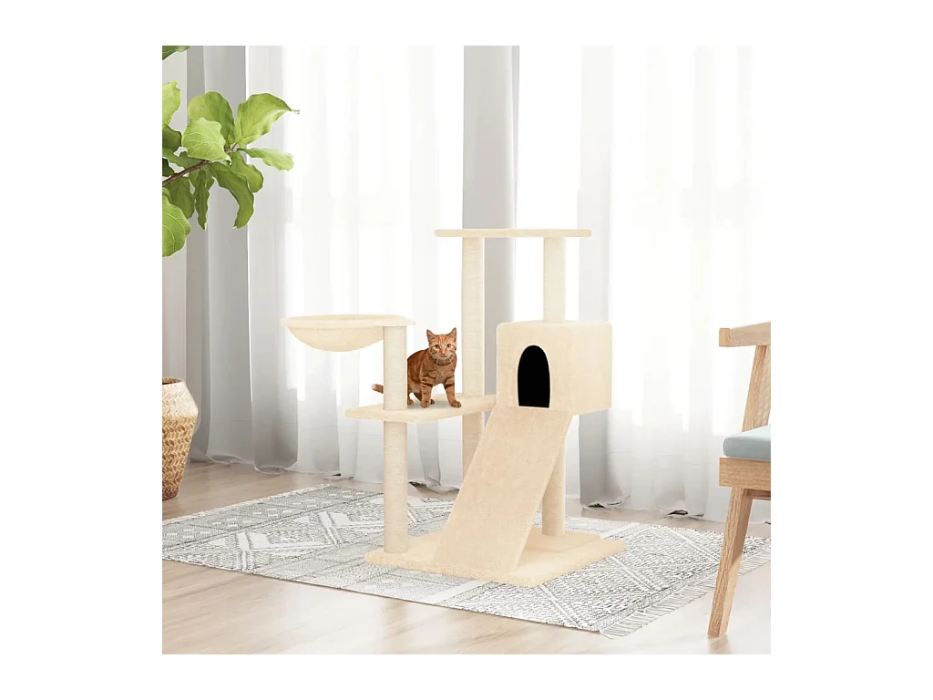 Arbre à chat avec griffoirs en sisal Crème 82 cm OFR10912 BonneVie Meuble