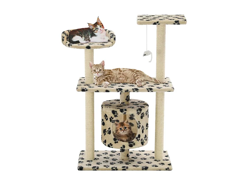 Árvore para gatos c/postes arranhadores sisal 95 cm bege PT781296