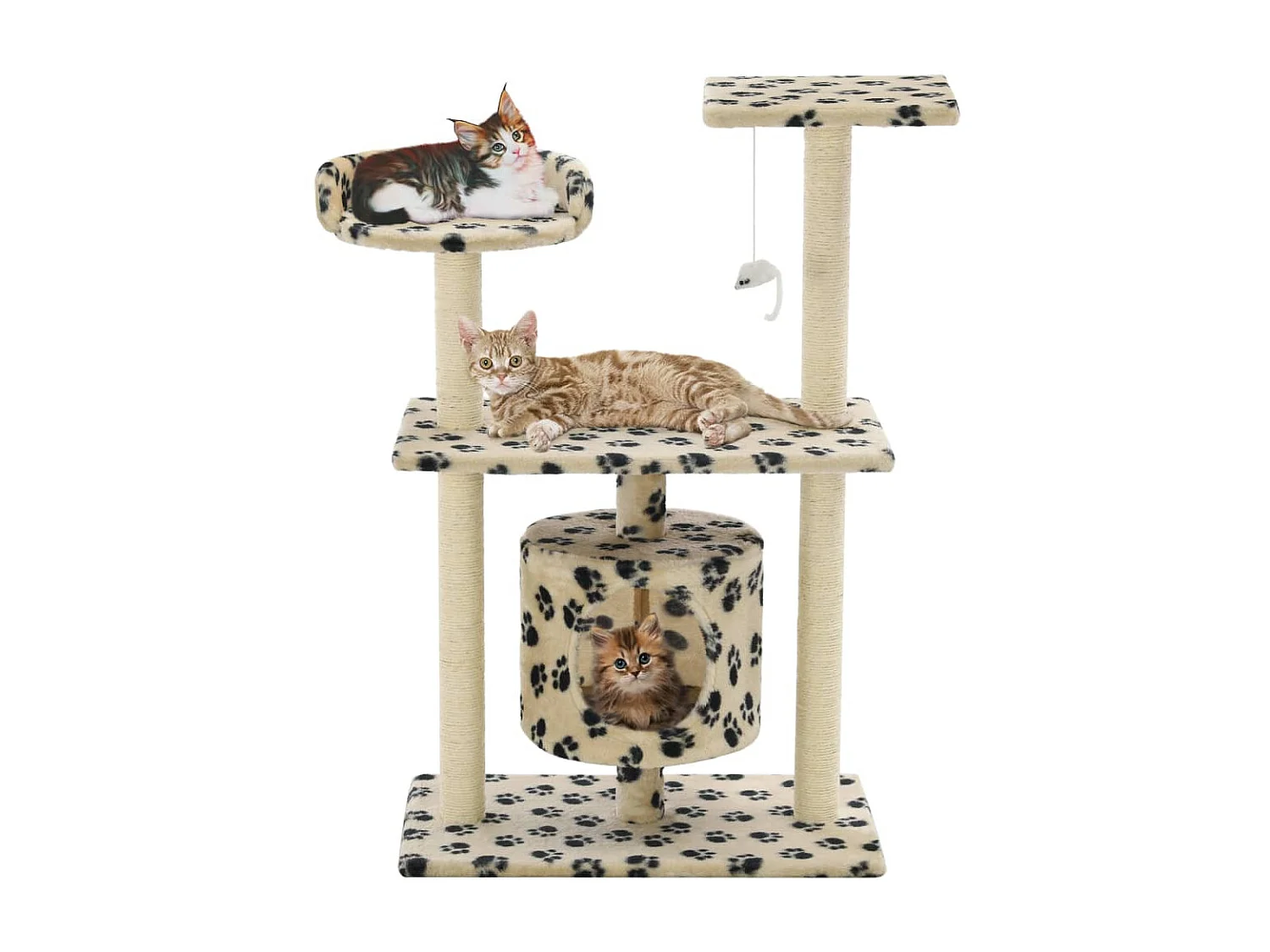 Árvore para gatos c/postes arranhadores sisal 95 cm bege PT781296