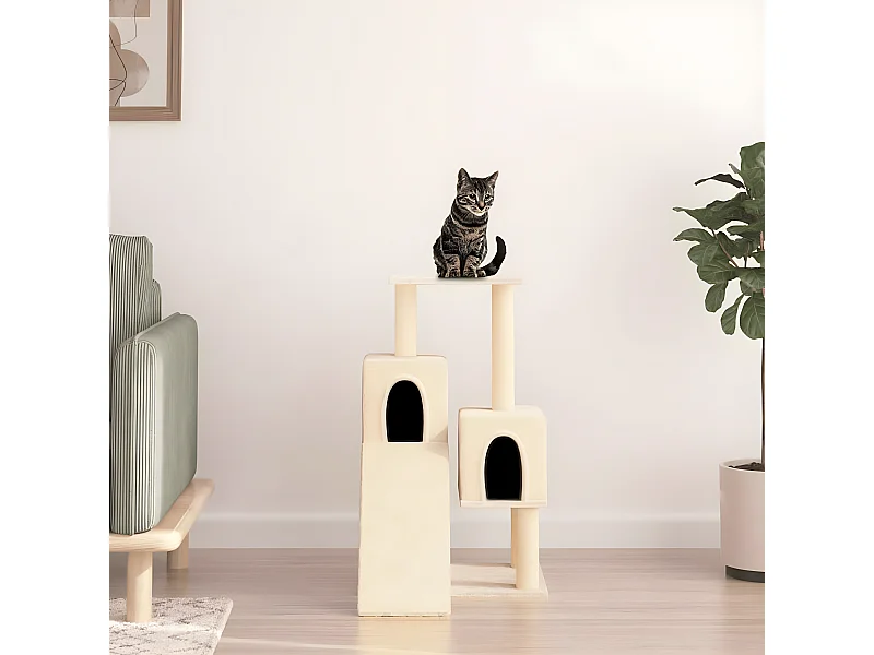 Arbre à chat avec griffoirs en sisal Crème 82 cm OFR22301 BonneVie Meuble