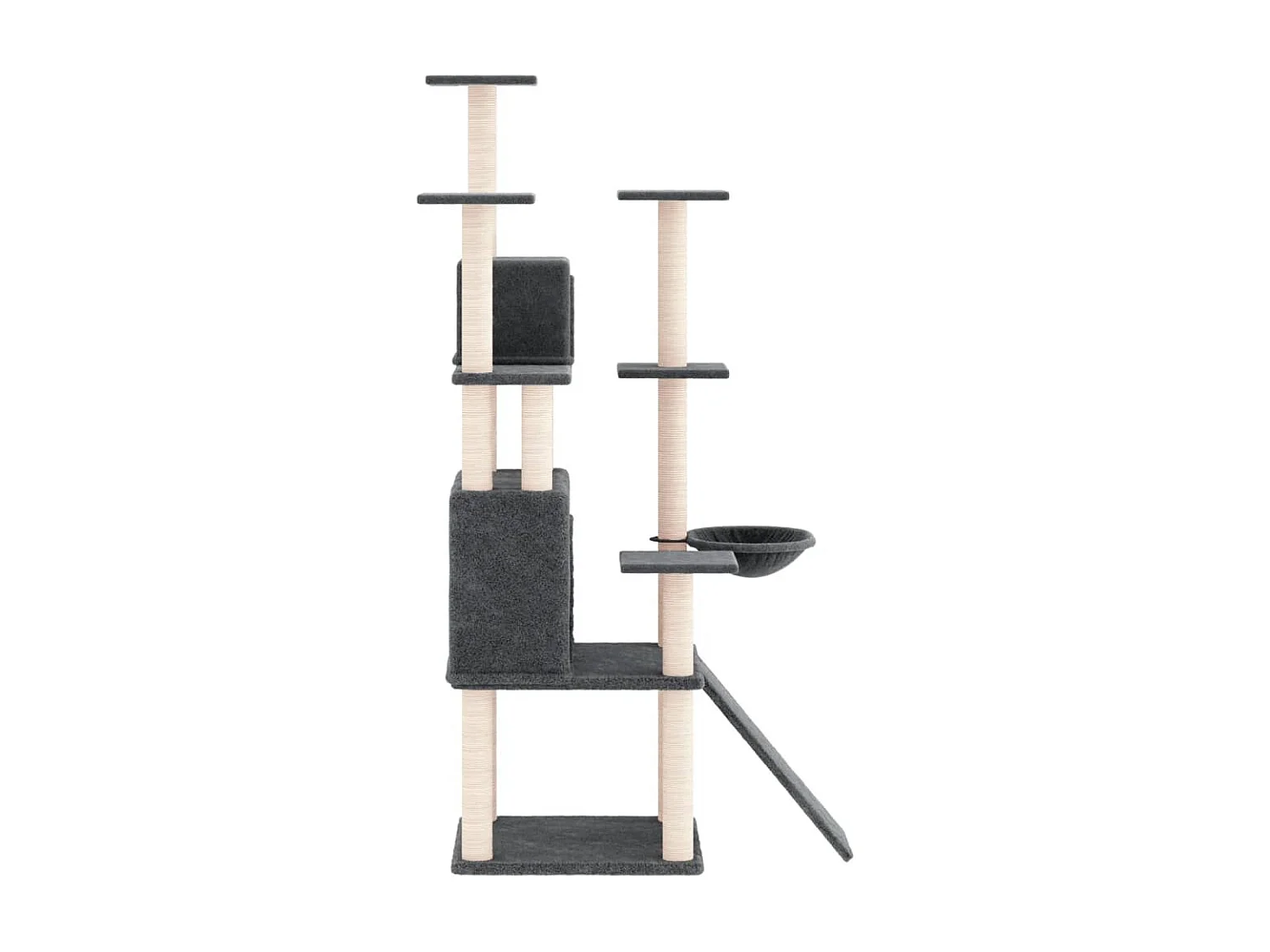 Árvore p/ gatos c/ postes arranhadores sisal 154cm cinza-escuro PT803583