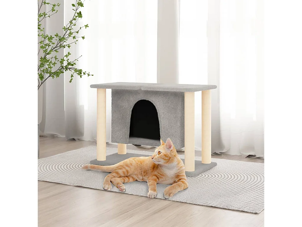 Rascador para gatos con postes de sisal gris claro 190 cm ES306650