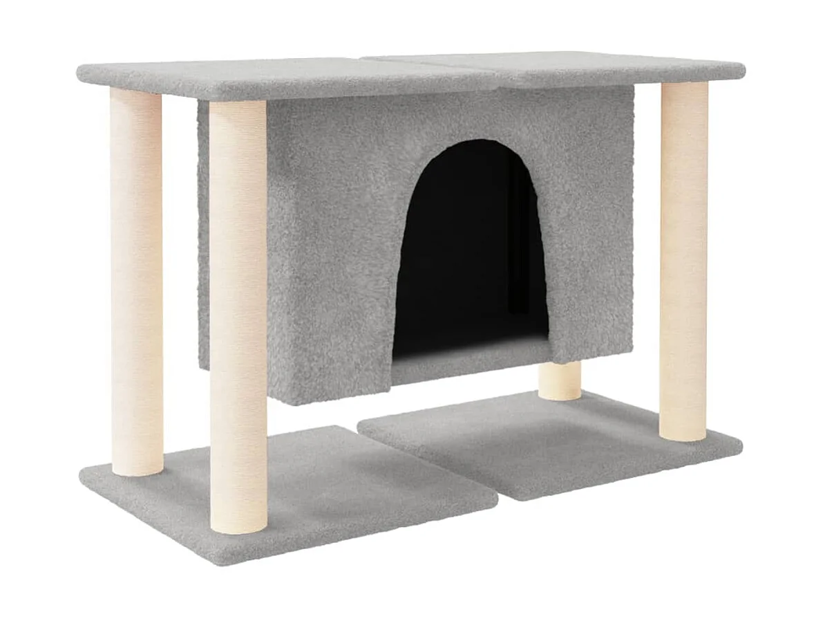 Rascador para gatos con postes de sisal gris claro 190 cm ES306650