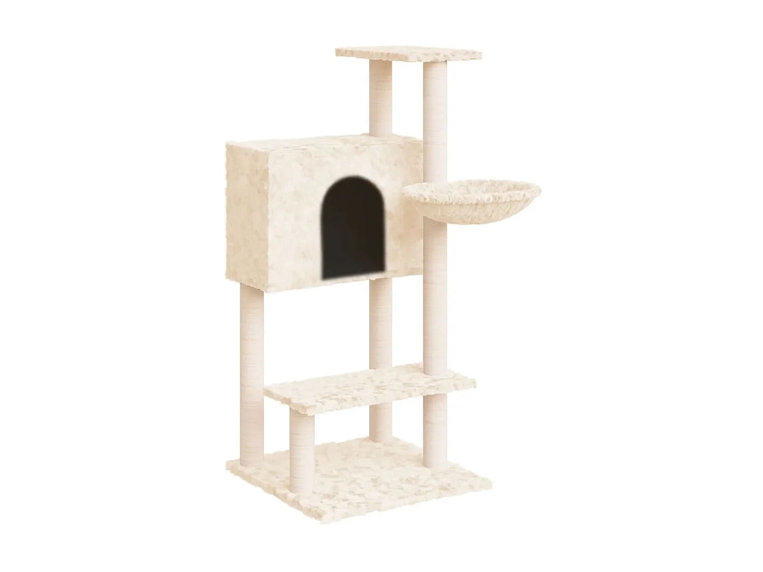 Árvore p/ gatos c/ postes arranhadores sisal 108,5 cm cor creme PT889578