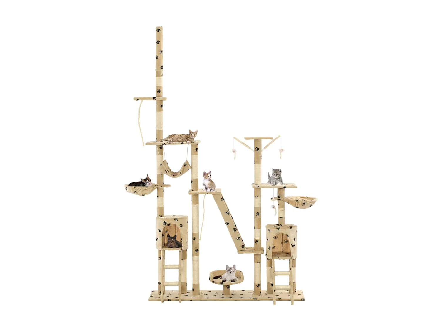 Rascador para gatos con poste de sisal 230-250 cm huellas beige ES769338