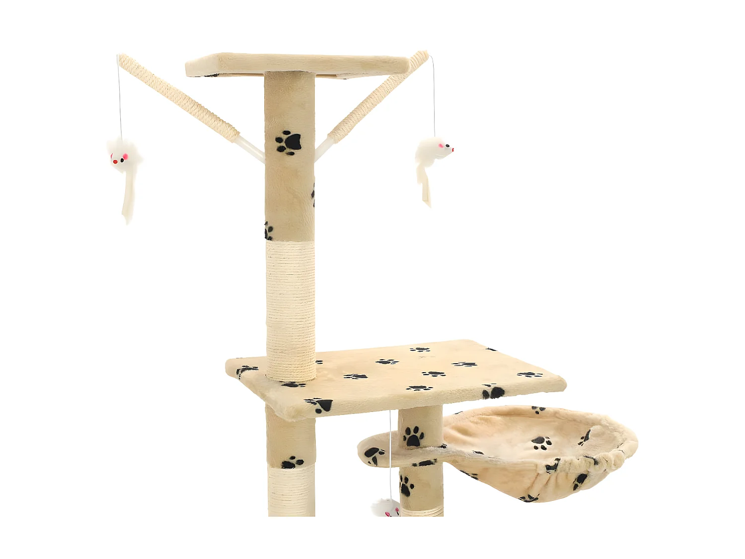 Rascador para gatos con poste de sisal 230-250 cm huellas beige ES769338