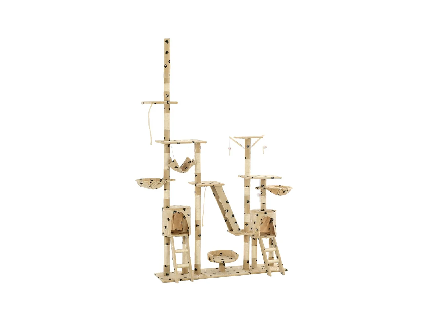 Arbre à chat et griffoirs 230-250 cm Empreintes de pattes Beige OFR57024 BonneVie Meuble