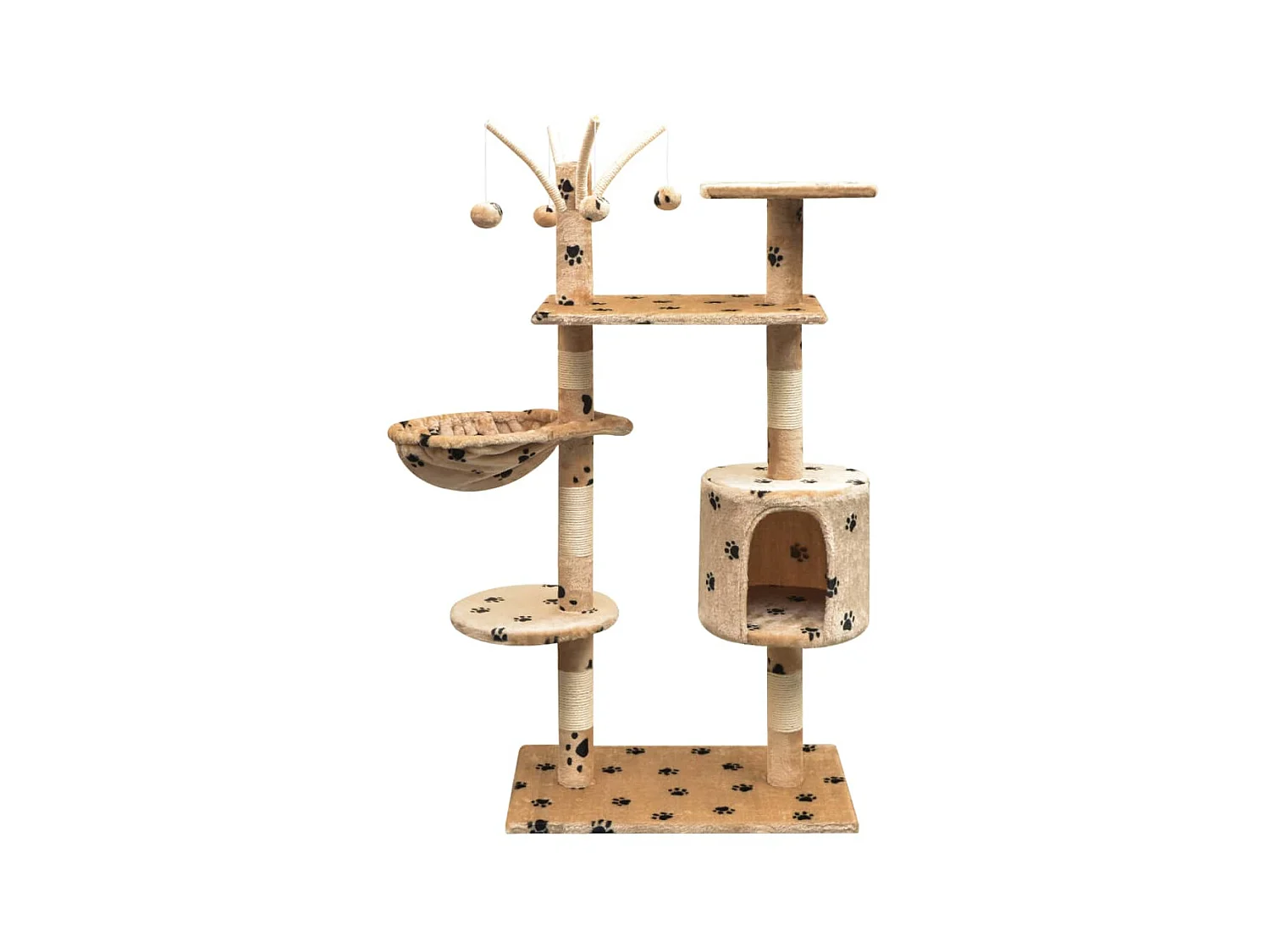 Arbre à chat et griffoir Sisal 125 cm Empreintes de pattes Beige OFR71086 BonneVie Meuble