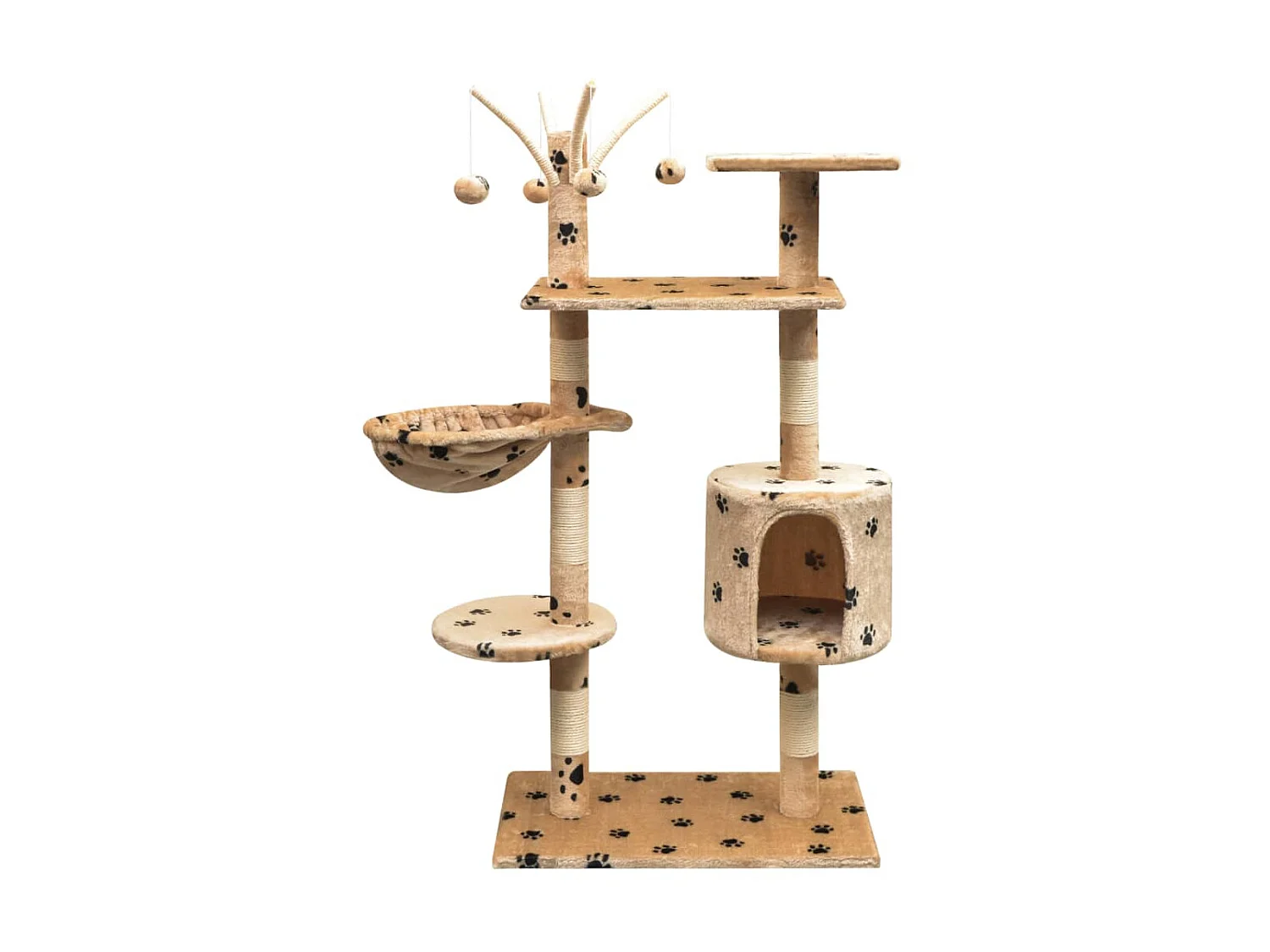 Arbre à chat et griffoir Sisal 125 cm Empreintes de pattes Beige OFR71086 BonneVie Meuble