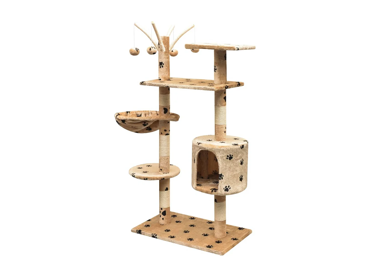Árvore para gatos c/ postes arranhadores sisal 125 cm bege PT444923