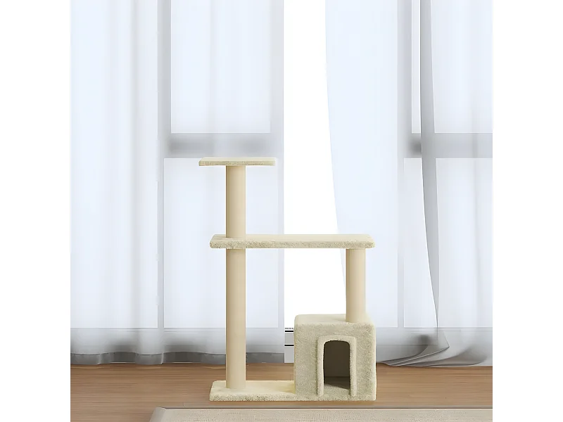 Árvore para gatos c/ postes arranhadores sisal 70 cm cor creme PT872221