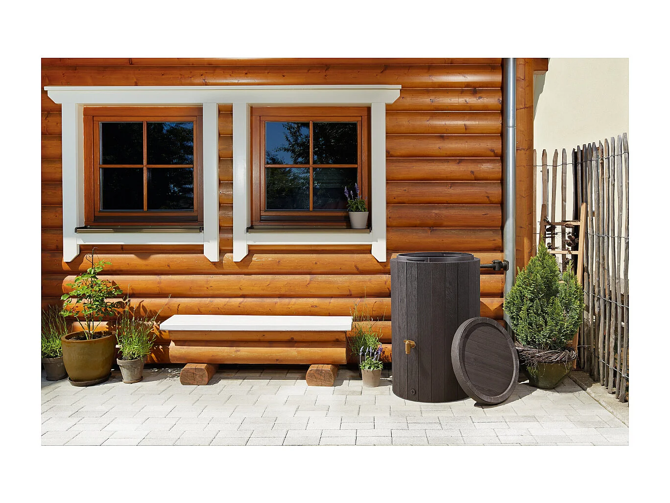 Kit récupérateur d'eau "Madera" - 220 L - Brun