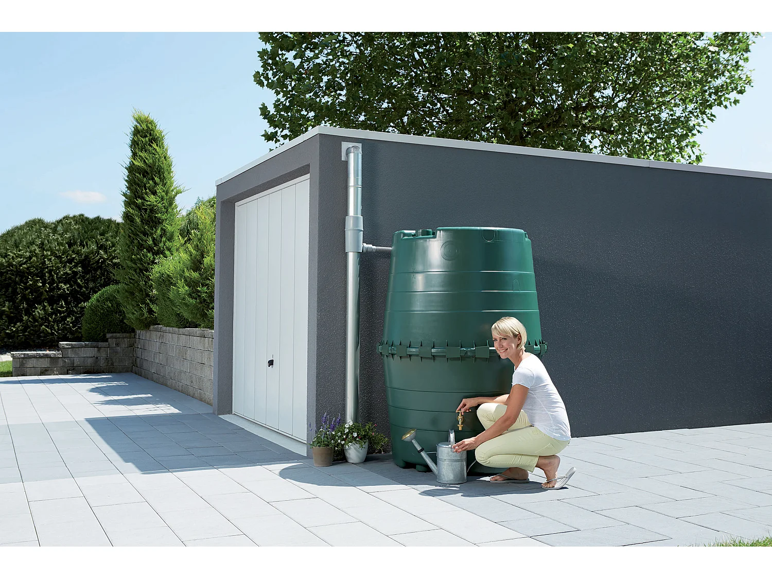 Récupérateur d'eau de pluie TOP TANK 1300 L - Vert - Garantia