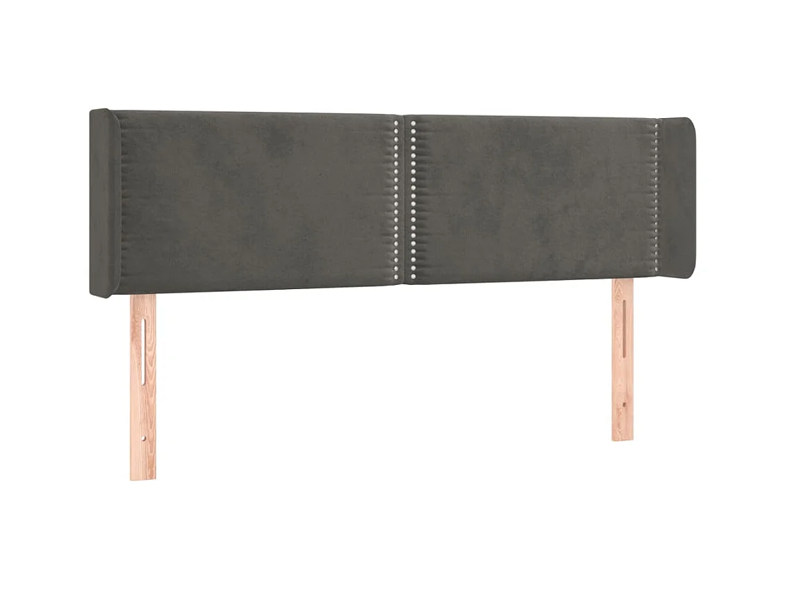 Tête de lit avec oreilles Gris foncé 147x16x78/88 cm Velours POI77119 BonneVie Meuble