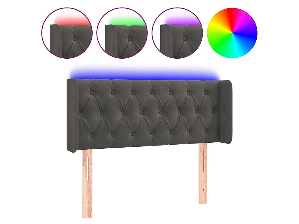 Tête de lit à LED Gris foncé 93x16x78/88 cm Velours POI10738 BonneVie Meuble