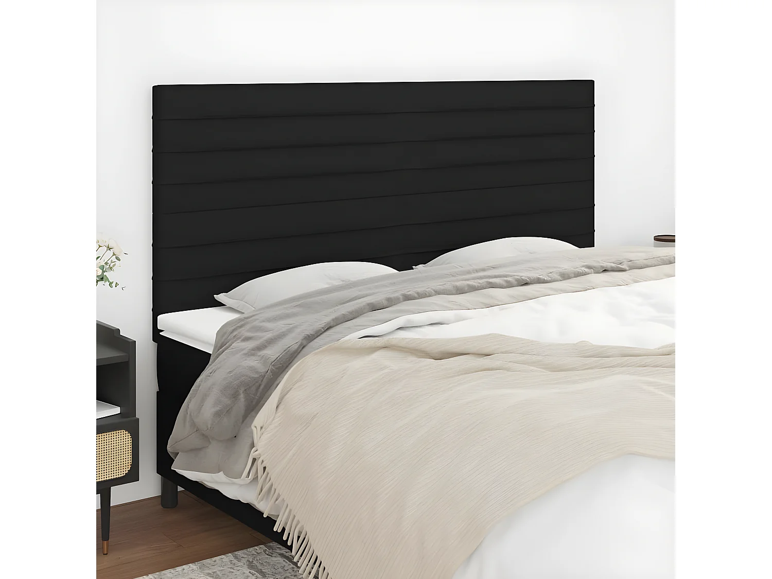 Têtes de lit 4 pcs Noir 80x5x78/88 cm Tissu POI71690 BonneVie Meuble