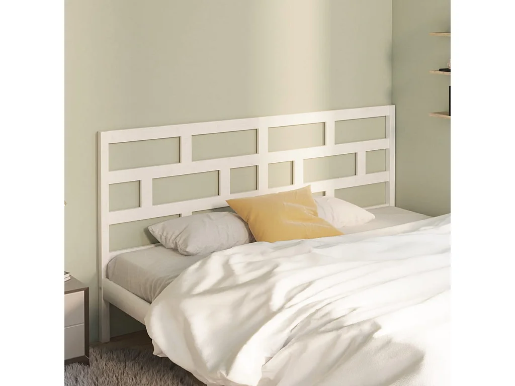 Tête de lit Blanc 206x4x100 cm Bois massif de pin POI59754 BonneVie Meuble