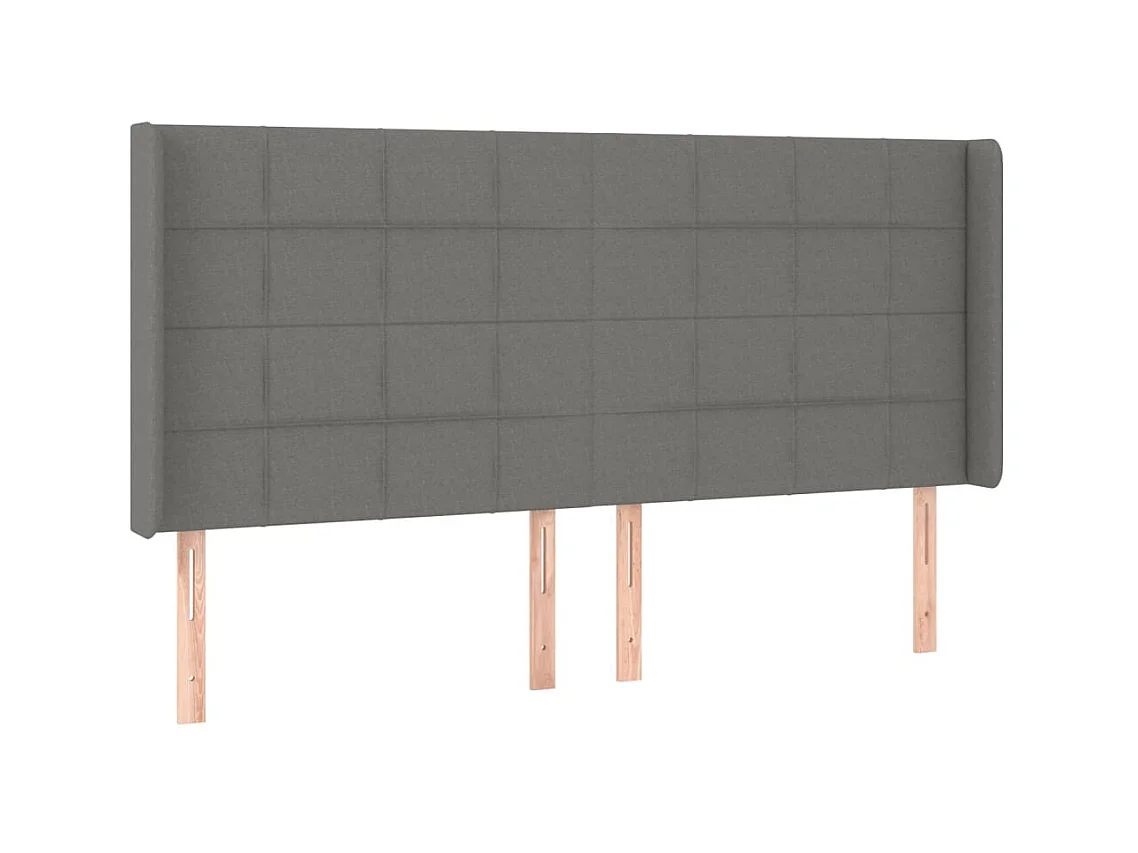 Tête de lit avec oreilles Gris foncé 183x16x118/128 cm Tissu POI38607 BonneVie Meuble