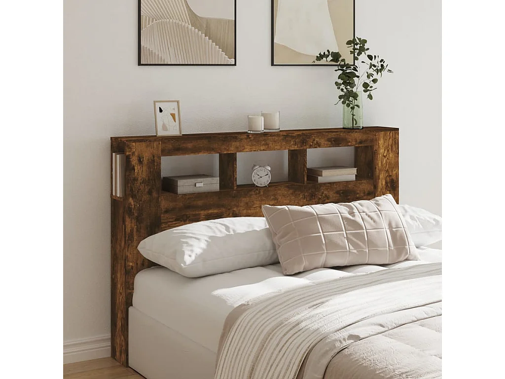 Testiera | Testata del letto LED Rovere Fumo 160x18,5x103,5 cm Legno Multistrato