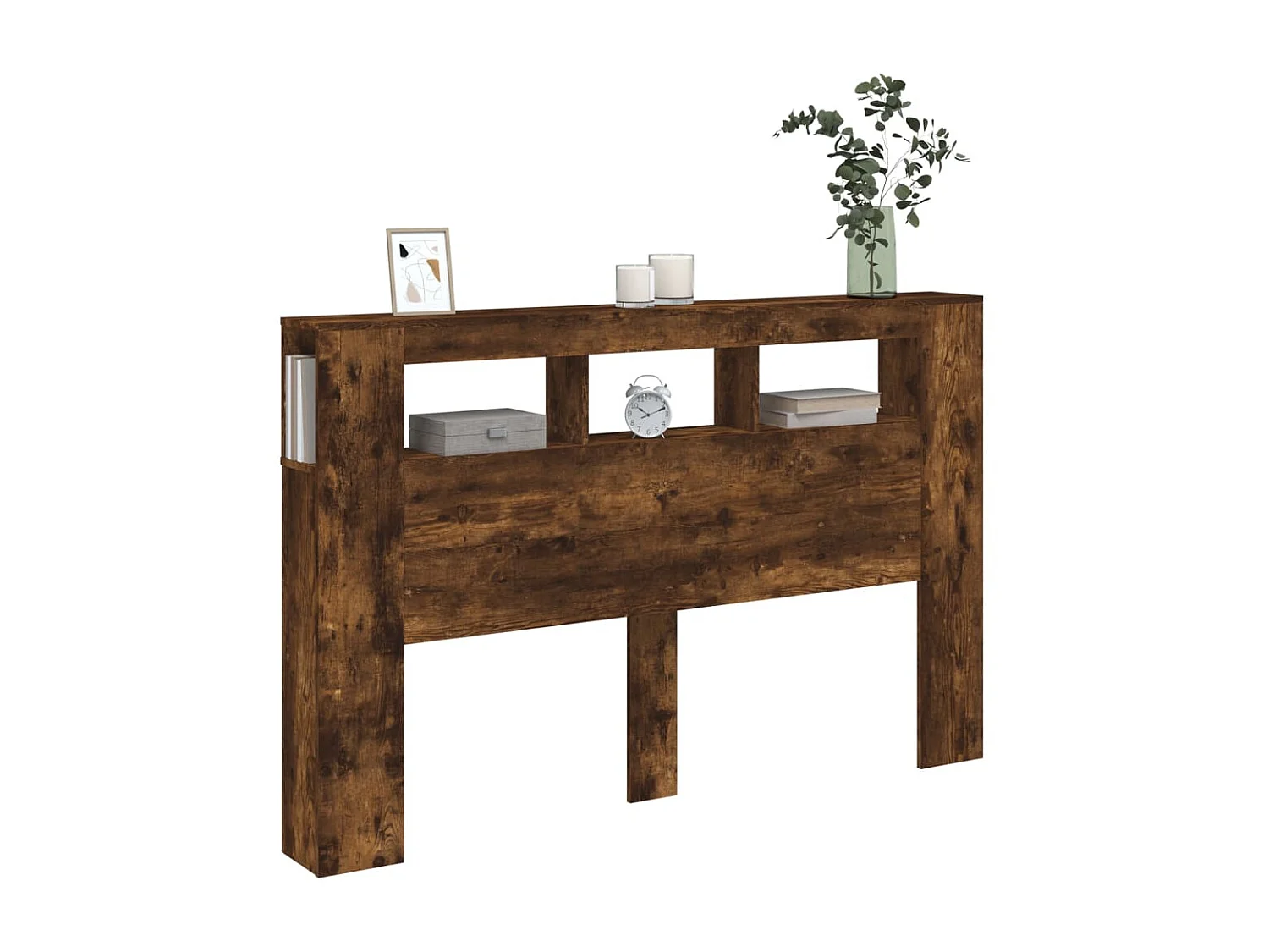 Tête de lit à LED chêne fumé 160x18,5x103,5cm bois d'ingénierie POI65378 BonneVie Meuble