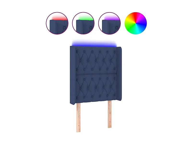 Cabecero con LED de tela azul 83x16x118/128 cm ES32318