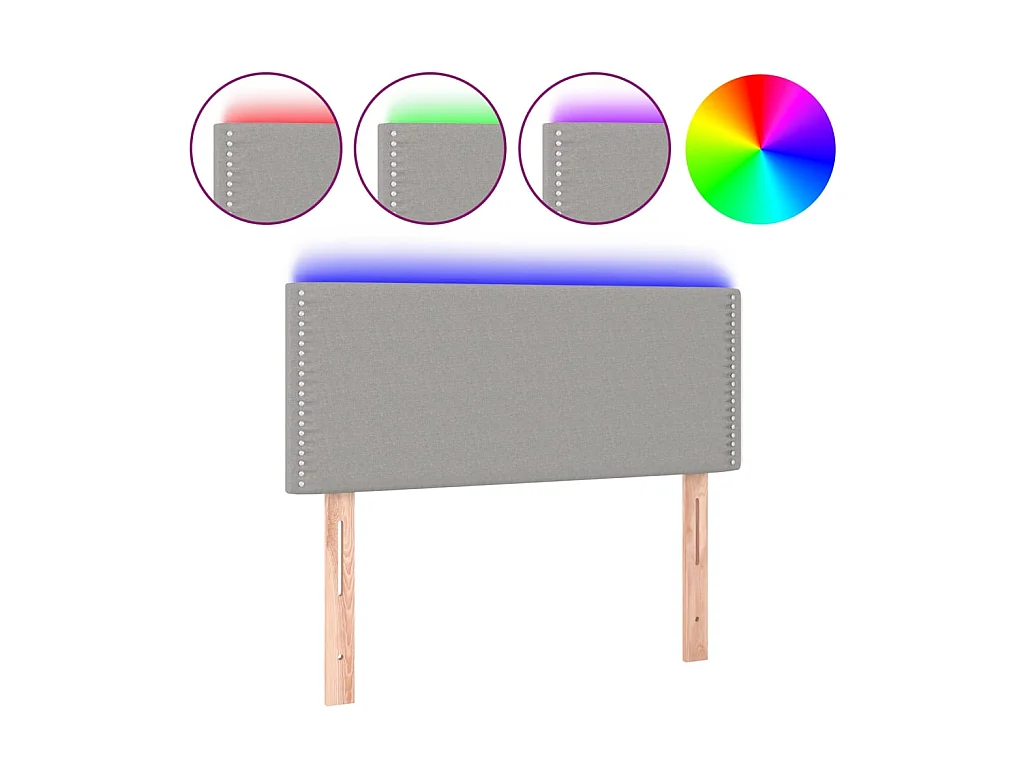 Cabecero con LED de tela gris claro 100x5x78/88 cm ES84695
