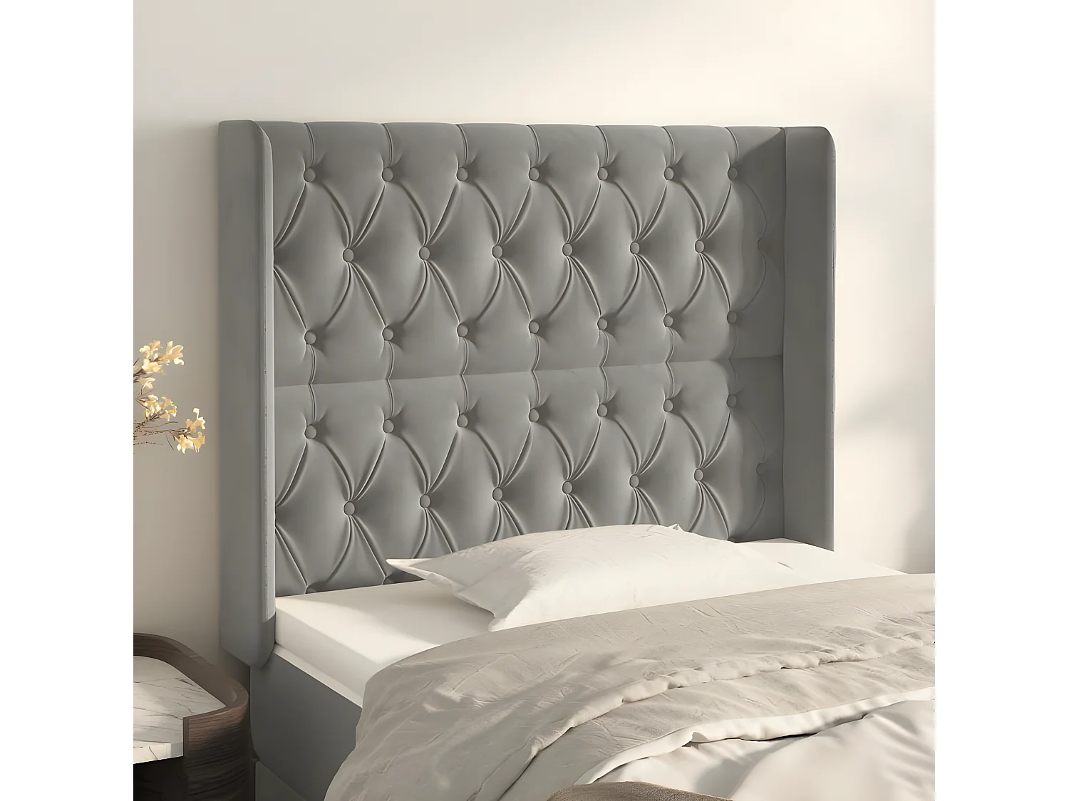 Tête de lit avec oreilles Gris clair 93x16x118,128 cm Velours LKC70681 BonneVie Meuble