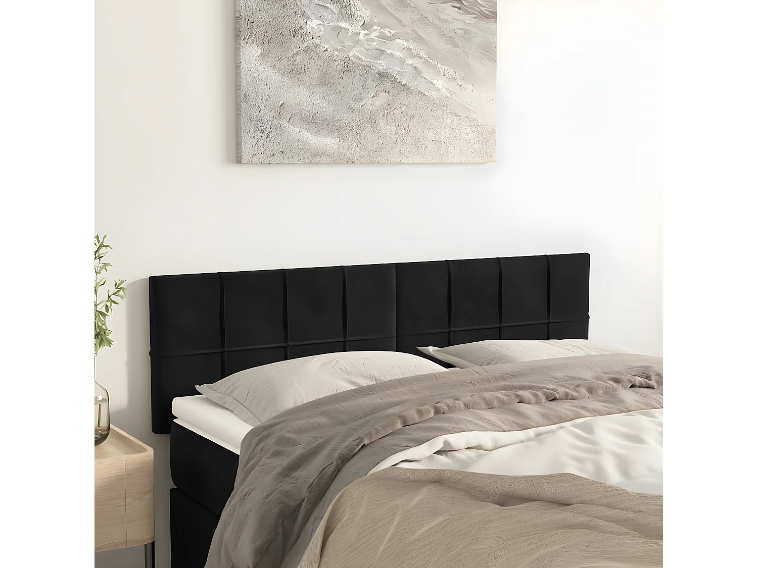 Têtes de lit 2 pcs Noir 72x5x78/88 cm Velours POI14104 BonneVie Meuble