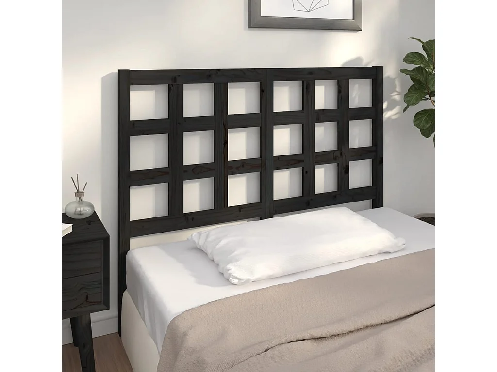 Cabeceira de cama 125,5x4x100 cm pinho maciço preto PT250616